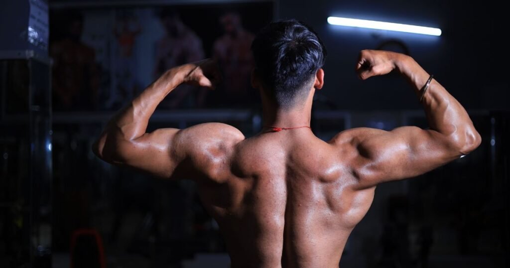 Aman shows that the musles of arms
