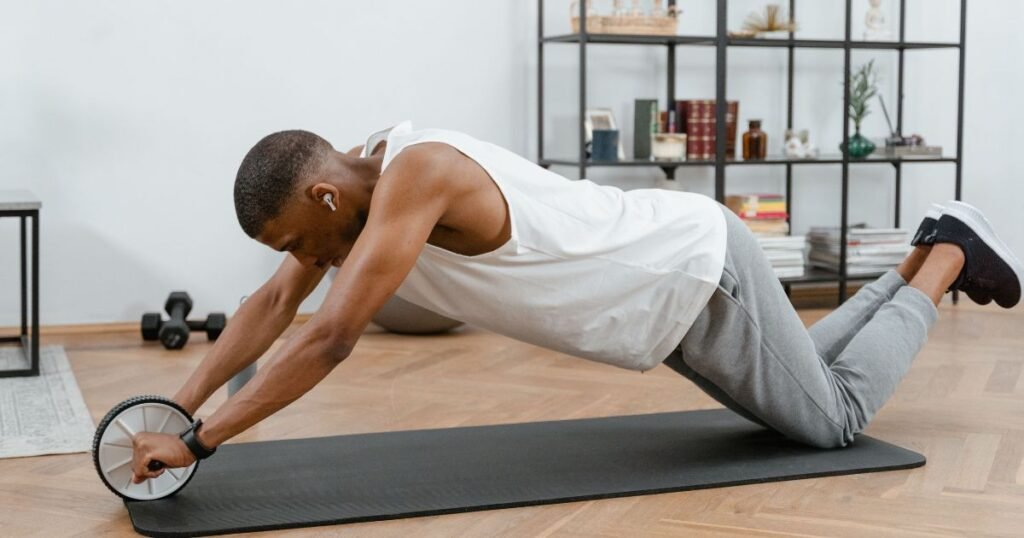 A man is doing exercise at home
A type of exercise which we doing at home